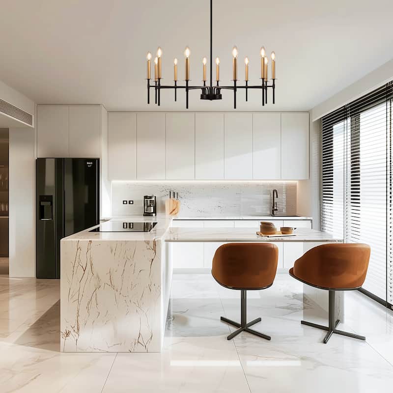 Modern Chandelier for Dining Room 8-Light Farmhouse Chandelier Lighting Fixtures Rustic Candle for Living Room Foyer Bedroom