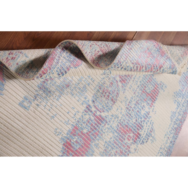 Striped Abstract Accent Rug Hand-Knotted Wool Carpet - 3'11"x 5'10"