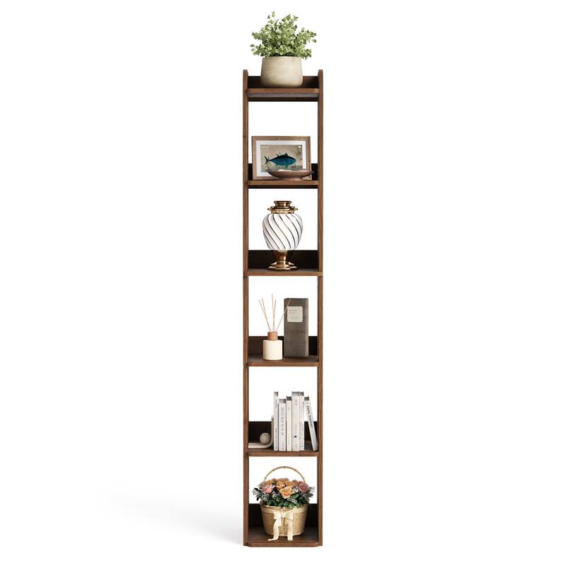 70.87" Solid Wood Bookshelf, Storage Bookcase, Living Room Home Office Bedroom Standing Shelf Accent Shelving
