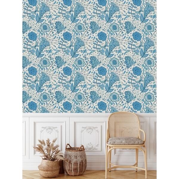 Blue Indian Pattern Wallpaper Peel and Stick and Prepasted - Bed Bath ...