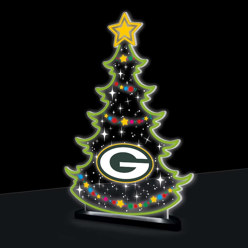 10" LED Tabletop Christmas Tree Desklite Sign, Green Bay Packers