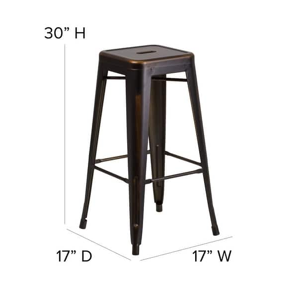 dimension image slide 1 of 9, 4 Pack 30"H Backless Distressed Metal Indoor-Outdoor Barstool