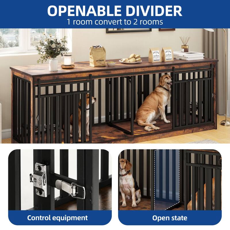 Moasis Extra Large Dog Crate Furniture with Sliding Doors