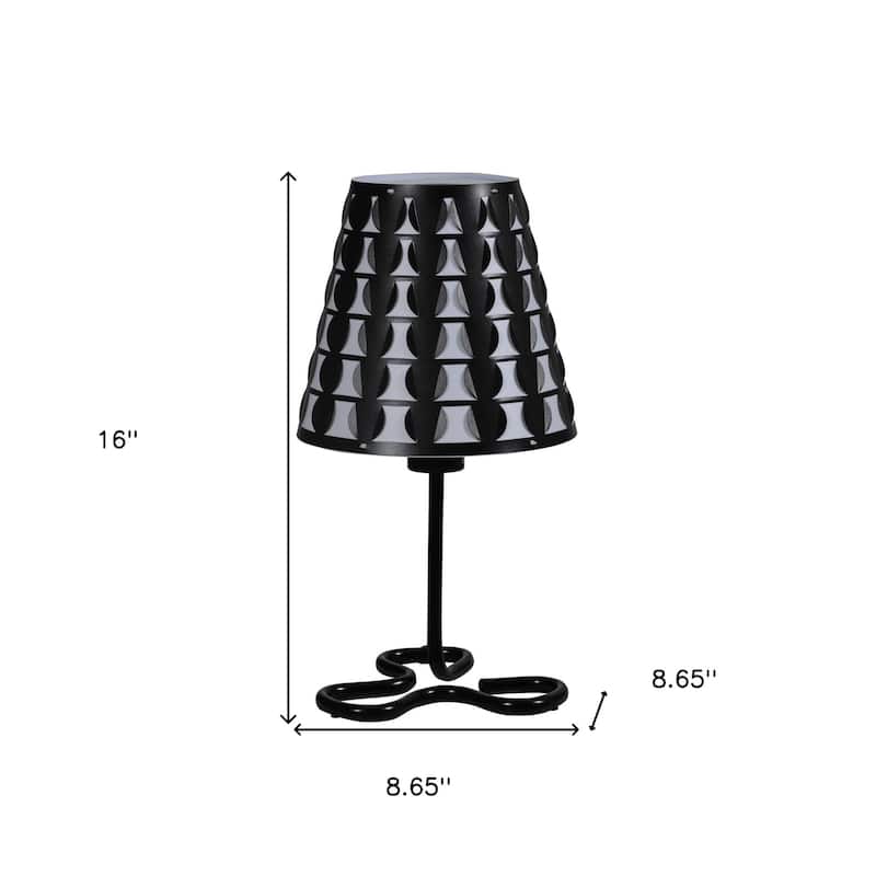 HomeRoots 16" Black Bedside Table Lamp With Black And White Polka Dots Empire Shade - Small