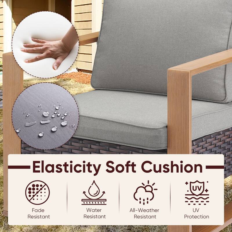Outdoor Patio Chair with Thick Cushion