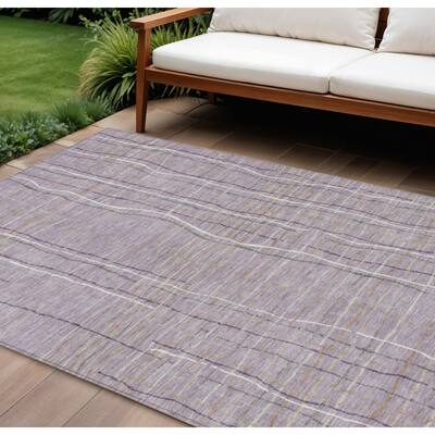 HomeRoots Striped Transitional Rectangle Outdoor Rug