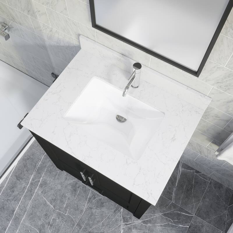 Banff 30-in Single Bath Vanity with Engineered Stone Top and Drawer Organizer
