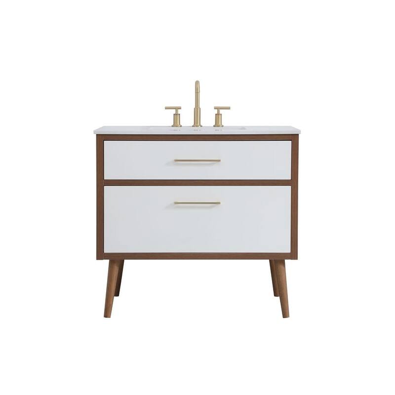Elegant Lighting VF41036 Boise 36" Free Standing Single Basin Vanity - White - Painted