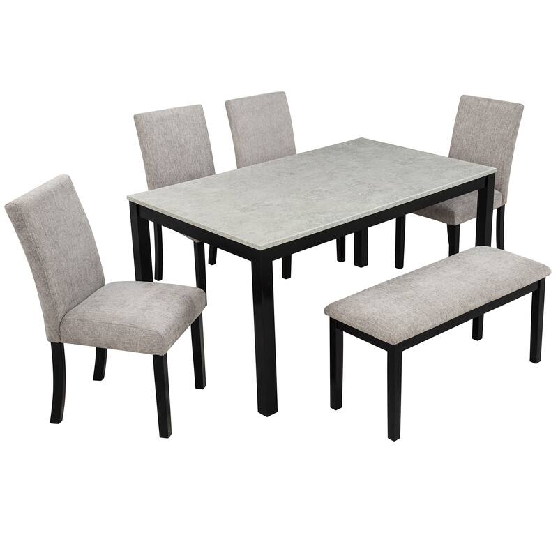 5-piece Wooden Dining Table Set with 4 Chairs, Dining Table Set for 4 People, Modern 4 Person Dining Table Set
