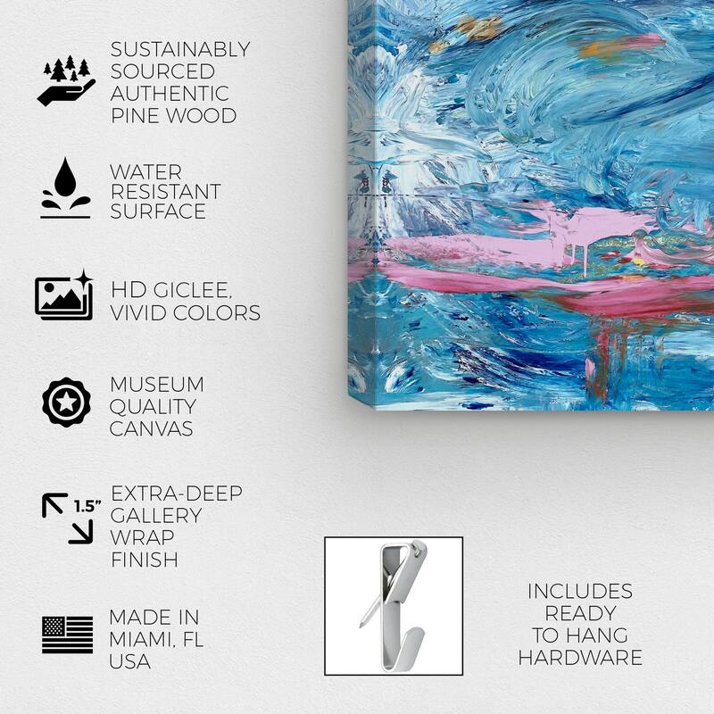 Wynwood Studio Canvas Abstract Indigo and Rising Sun Flourish Blue and Metallic Gold Modern & Contemporary Wall Art Canvas Print
