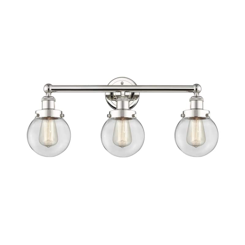 Innovations Lighting 616-3W-10-25 Beacon Vanity Beacon 3 Light 25" - Polished Nickel / Clear / Multi-Colored