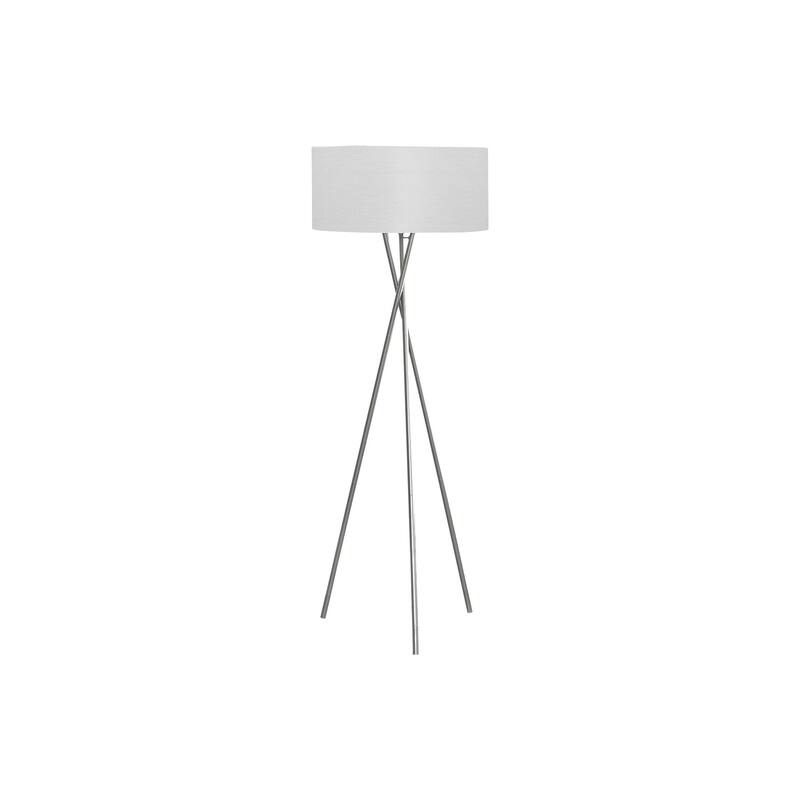 Lighting, 62"h, Floor Lamp, Nickel Metal, Grey Shade, Contemporary - Silver