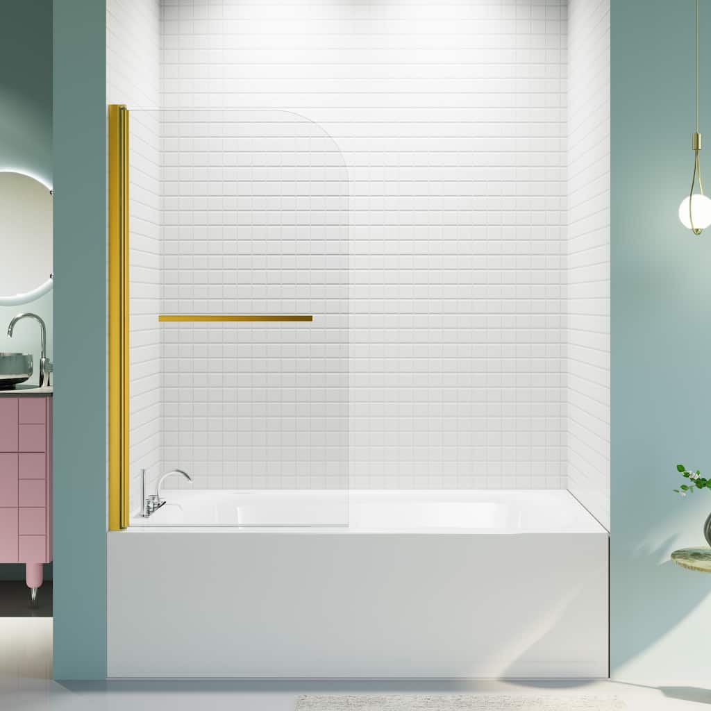 31" W x 55" H Frameless Pivot Bathtub Shower Door, 6mm Tempered Glass Panel for Bathroom - 31x55"