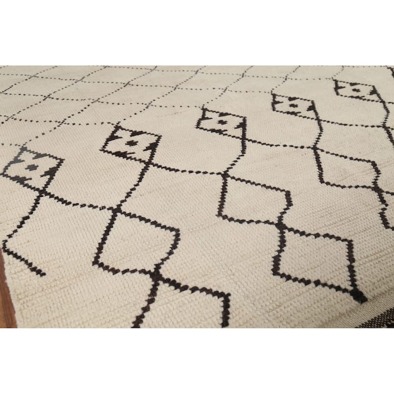 Trellis Moroccan Oriental Area Rug Handmade Modern Wool Carpet - 5'10"x 9'8"