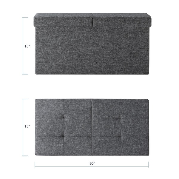 dimension image slide 4 of 9, 45 Inch Smart Lift Top Button Tufted Fabric Storage Ottoman By Crown Comfort