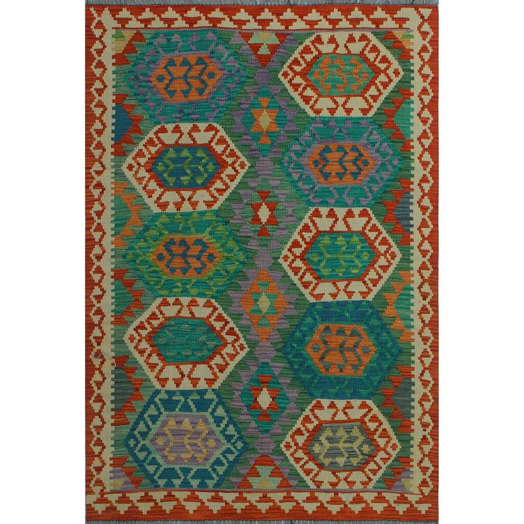 Noori Rug Sangat Kathlene Green/Rust Rug - 3'4" x 4'10"