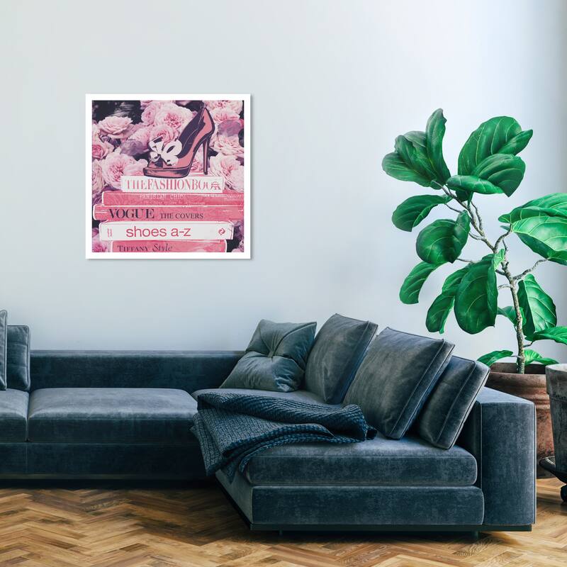 Wynwood Studio Canvas Fashion and Glam A Chic Library Pink and Dark Pink Glam Wall Art Canvas Print - 30 x 30