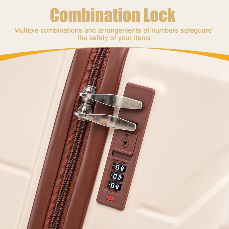 28 Inch Large Checked Luggage, Scratch Resistant Surface Four Multi-Directional Wheels, With Combination Lock and Side Hooks