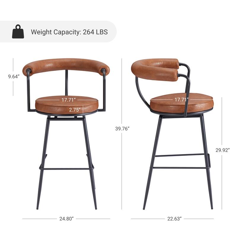 Art Leon Faux Leather Upholstery Swivel Barstool