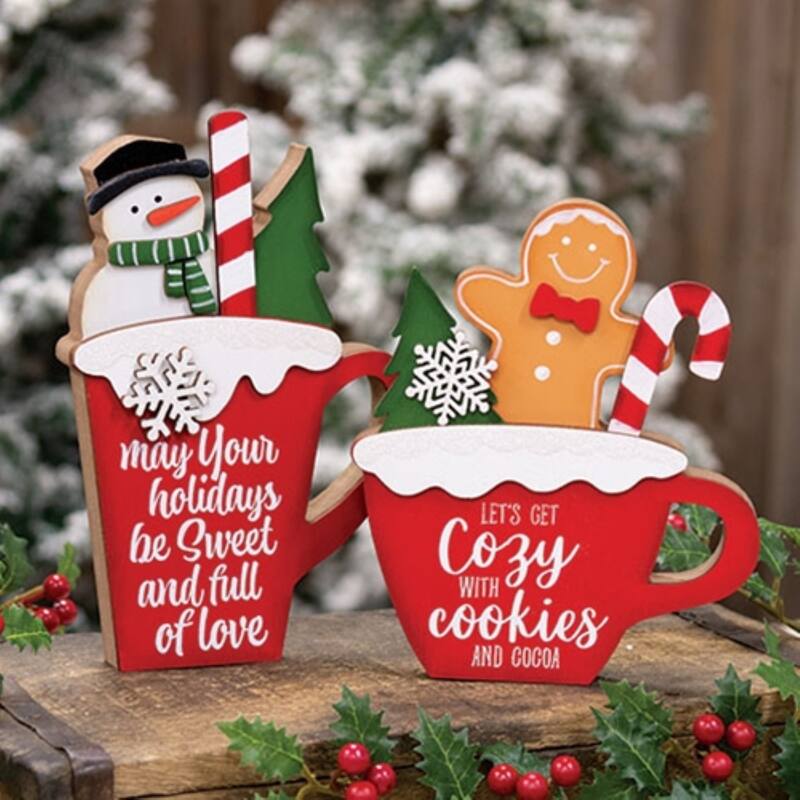 Full of Love Chunky Winter Mug Wooden Snowman Sitter - 5” x 0.75” x 7.50”