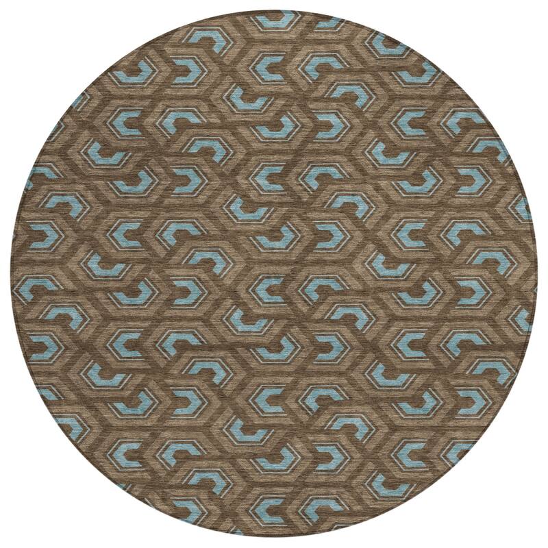 Machine Washable Indoor/ Outdoor Modern Zoa Chantille Rug