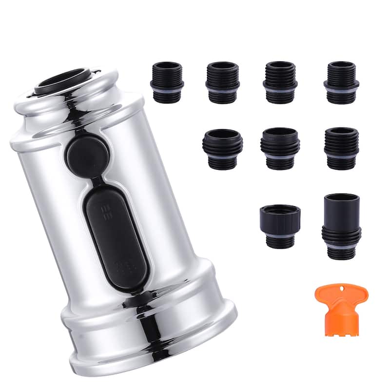WOWOW Pull Down Kitchen Faucet Spray Head with 9 Adapters Kit - Polished Chrome