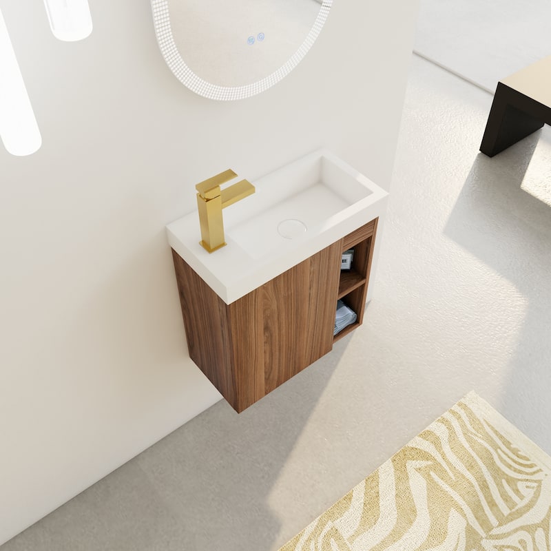20'' Floating Wall-Mounted Bathroom Vanity with White Resin Sink ,Soft-Close Cabinet Door