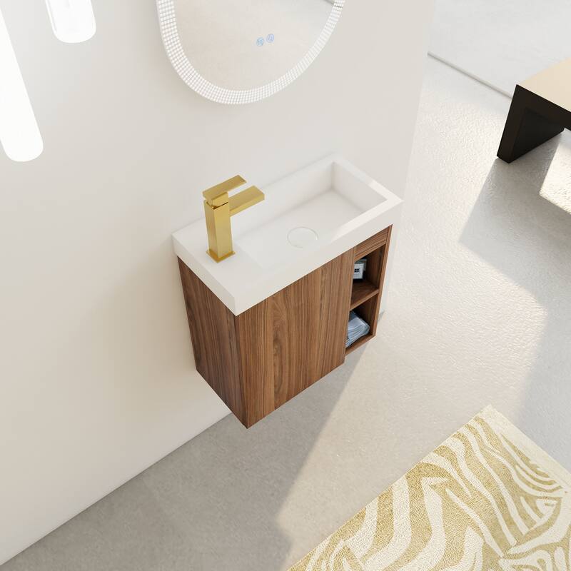 20'' Wall-Mounted Bathroom Vanity with Resin Sink & Soft-Close Door - Compact & Durable Design
