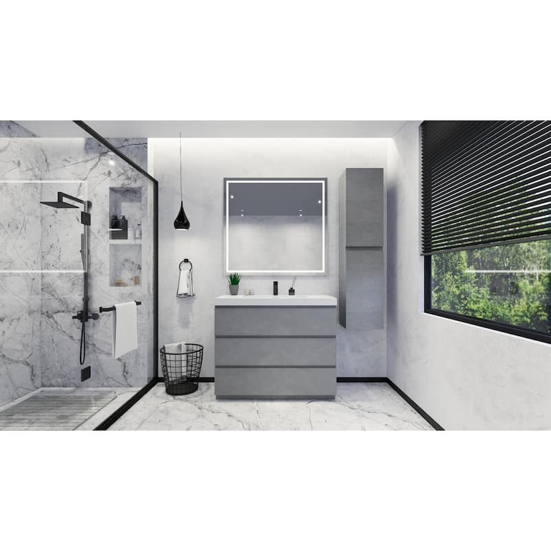 Angeles 42" freestanding bath vanity with single basin reinforced acrylic top