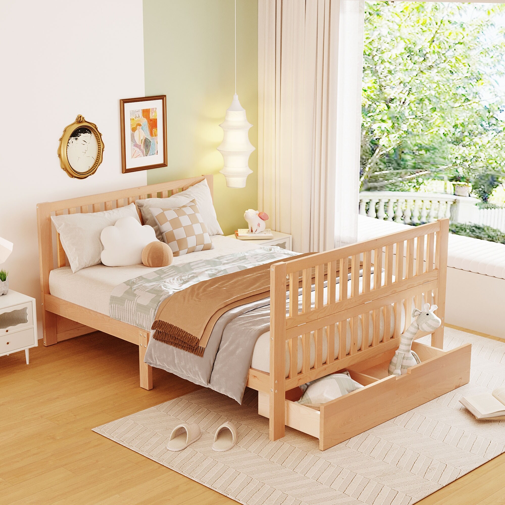 Full size bed cheap frame for convertible crib