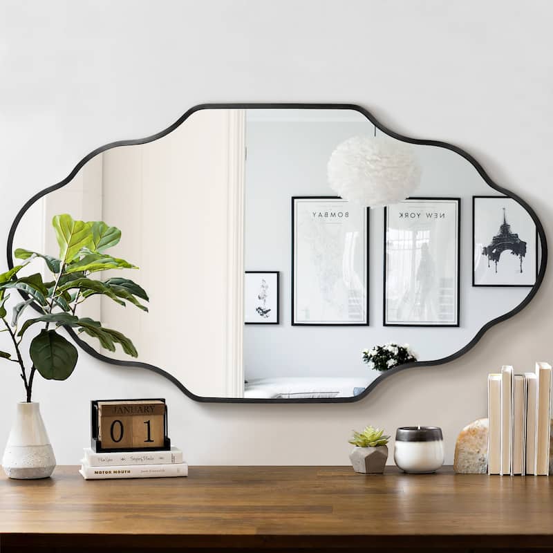 Scalloped Aluminum Alloy Framed Irregular Wall Mirror