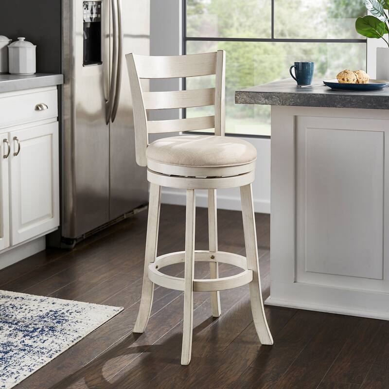 Verona Linen Ladder Back Swivel Bar Stool by iNSPIRE Q Classic