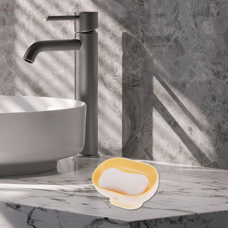 Suction Cup Double Layer Soap Dish for Bathroom Kitchen 5.12"x3.54"x2.95" - Yellow