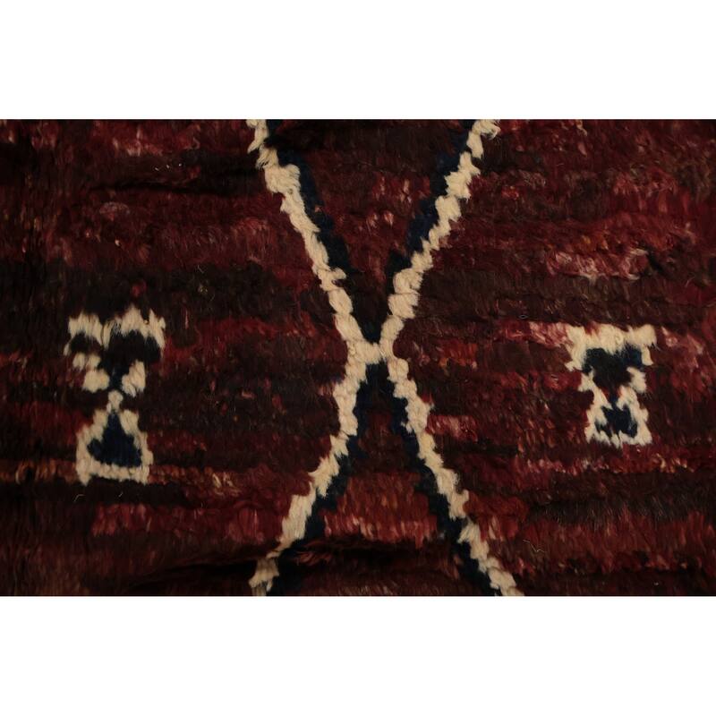 Hand Knotted Oriental 100% Wool Carpet Modern Geometric Red Moroccan Area Rug - 9' 11'' X 6' 10''