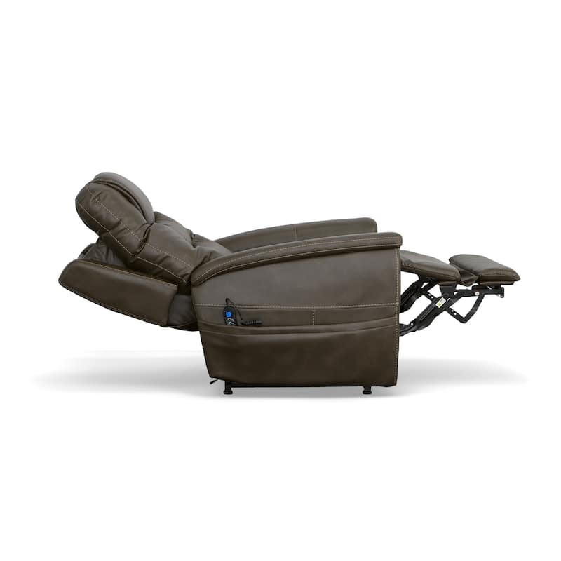 Shaw Driftwood Power Lift Recliner with Power Headrest & Lumbar by Flexsteel