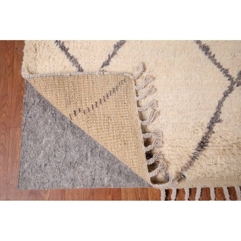 All-Over Trellis Moroccan Area Rug Handmade Wool Carpet - 5'10" x 9'0"