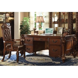 ACME Vendome Computer Desk & Hutch, Cherry (1Set/2Ctn) - Bed Bath
