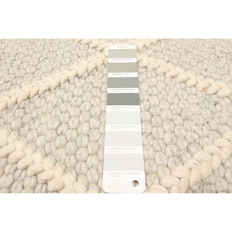 ECARPETGALLERY Braid weave Sienna Grey Wool Rug - 5'0 x 7'9