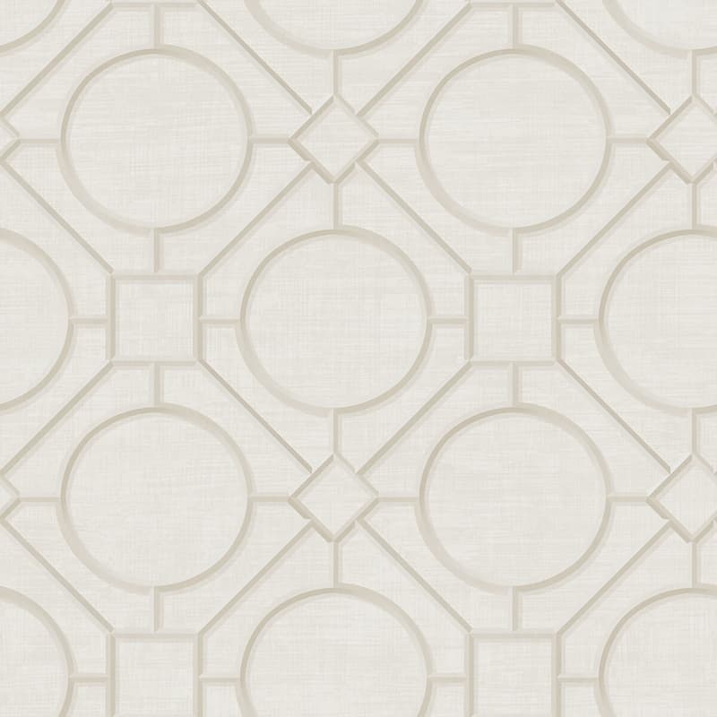 Seabrook Designs Koi Silk Road Trellis Unpasted Wallpaper - 27 in. W x 27 ft. L - Metallic Pearl and Off-White