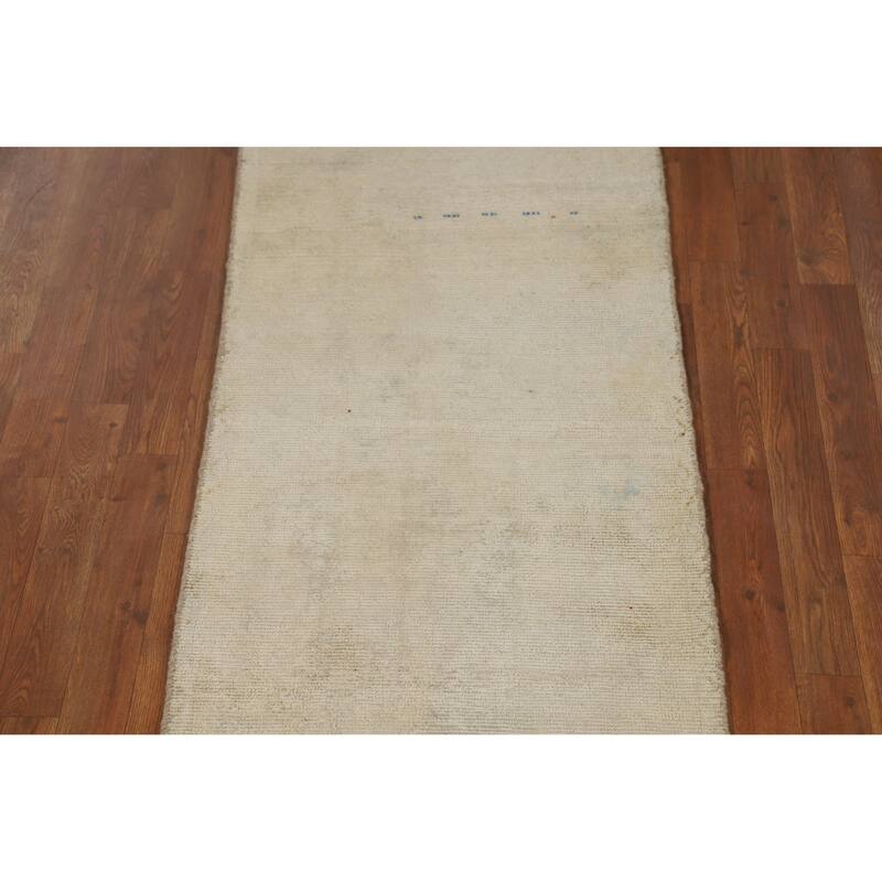 Hand Knotted Oriental 100% Wool Carpet Traditional Distressed Beige & Ivories Tabriz Runner Rug - 8' 3'' X 2' 4''