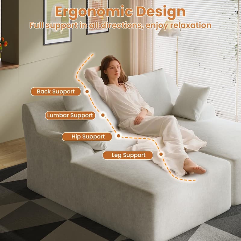 Velvet Dual Chaise Sofa Bed, Sleeper Sofa with Thicked Cushions and Throw Pillows, Deep Seat Lounge Loveseat Sofa