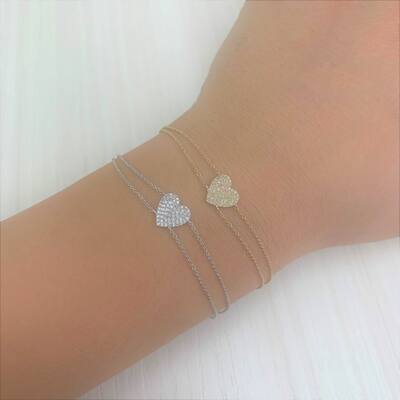 Joelle Collection Diamond Pave Heart Bracelet 14K Gold
