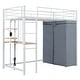 preview thumbnail 40 of 38, Twin Size Sturdy Metal Loft Bed Frame with Desk,Wardrobe