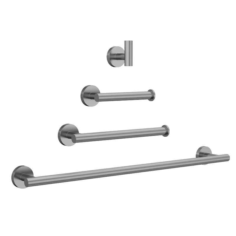 GRANDJOY 4-Piece Bath Towel Bar Rack Towel Holder Stainless Steel Hardware Set - Brushed Nickel