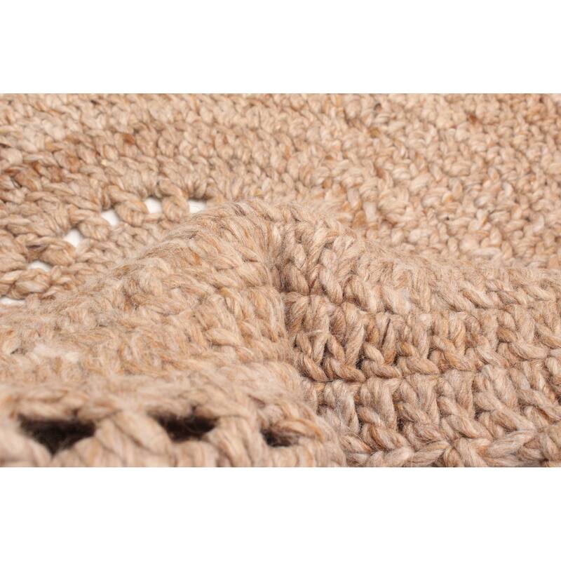 ECARPETGALLERY Braid weave Sienna Tan Wool Rug - 3'2 x 3'2