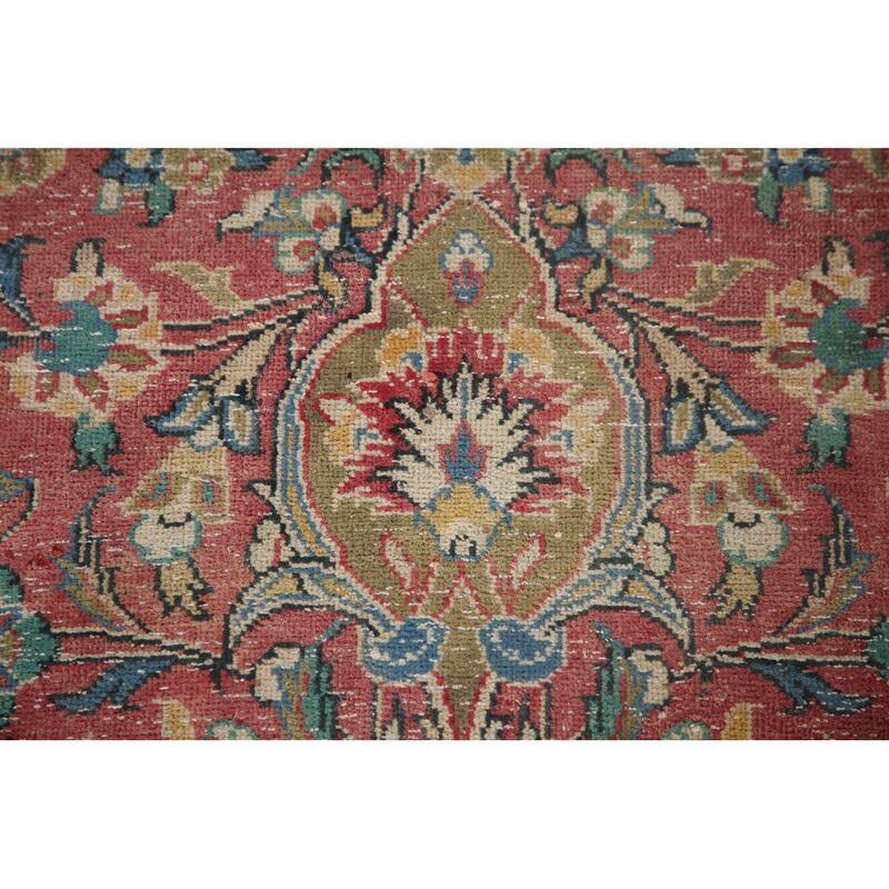 Kashan Vegetable Dye Persian Antique Area Rug Handmade Wool Carpet - 6'5" x 10'5"