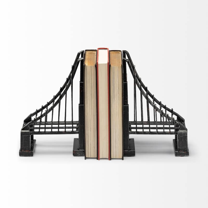 Wrought Iron Suspension Bridge Bookends - 19.0L x 3.9W x 10.0H