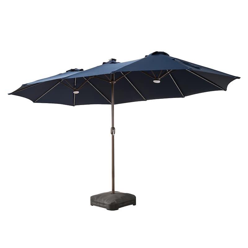 HOOOWOOO Outdoor Patio Umbrella with Solar Light