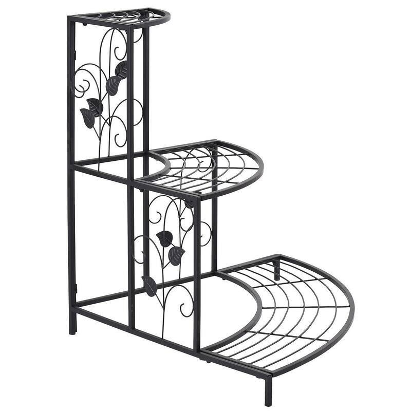 Costway 3 Tier Floral Corner Plant Stand Metal Flower Pot Rack Stair