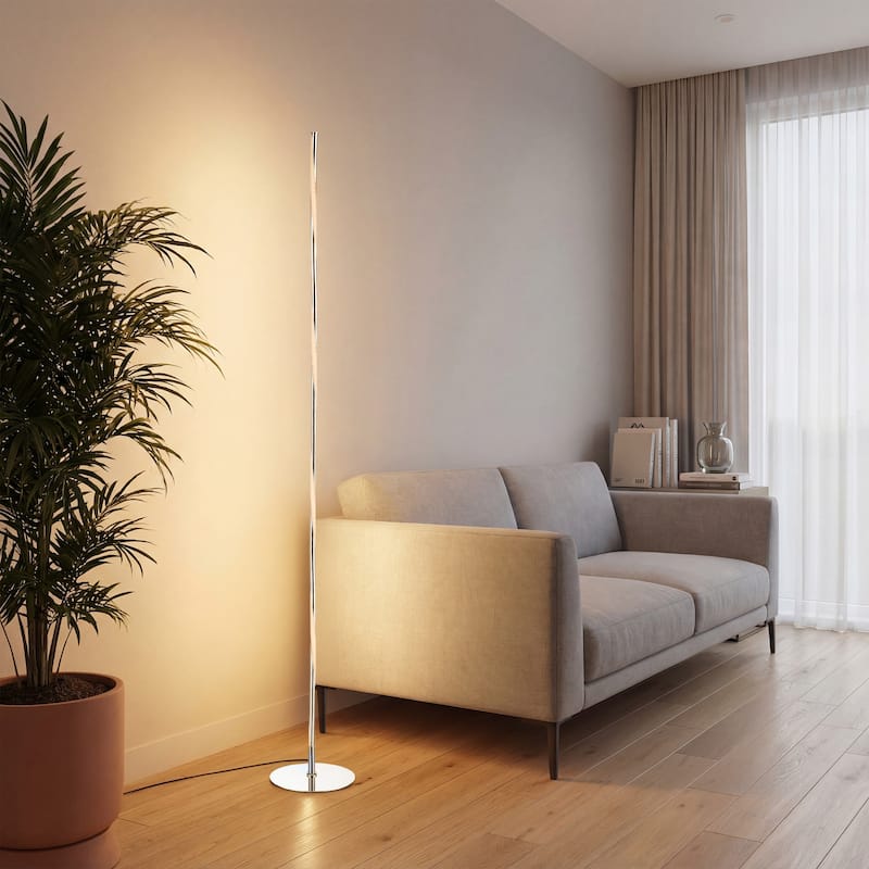 Iris 63.75" LED Integrated Floor Lamp, Chrome by JONATHAN Y